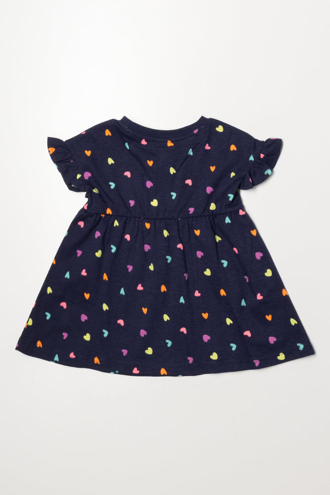 Frill Sleeve Knit Dress Navy (2)