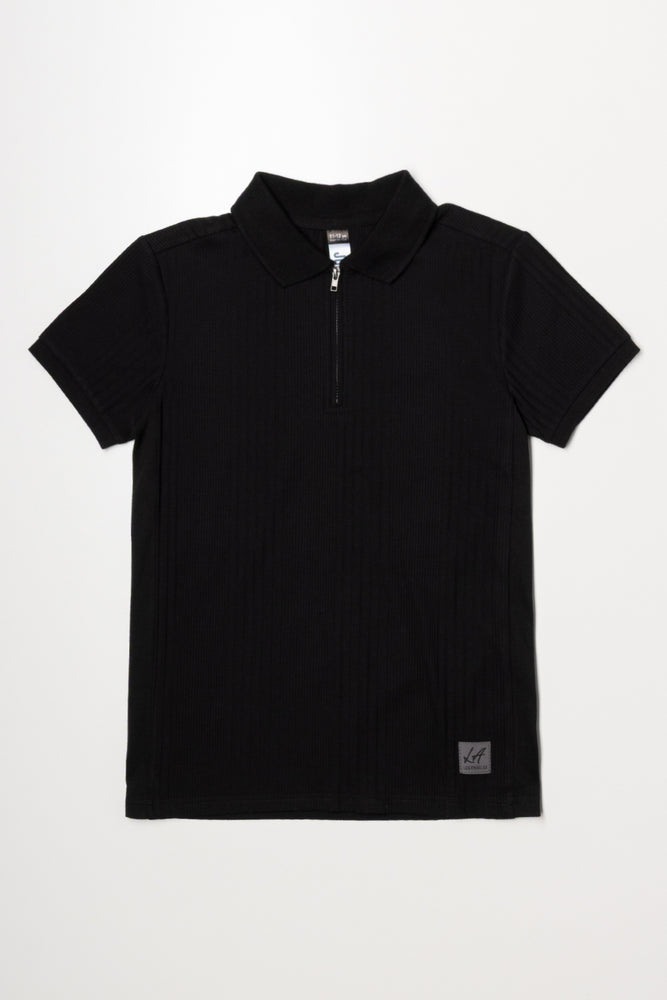 Short Sleeve Textured Golfer Black