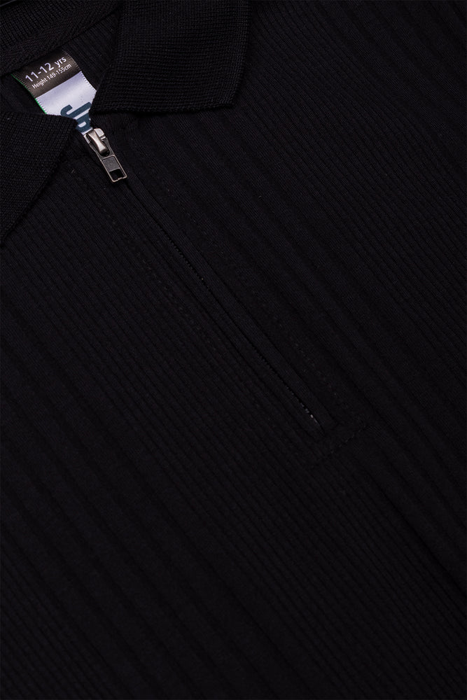 Short Sleeve Textured Golfer Black