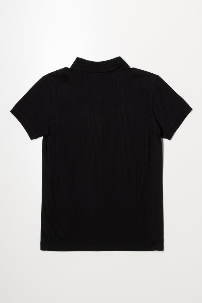 Short Sleeve Textured Golfer Black (2)