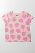Strawberry Short Sleeve T-Shirt Peach Multi