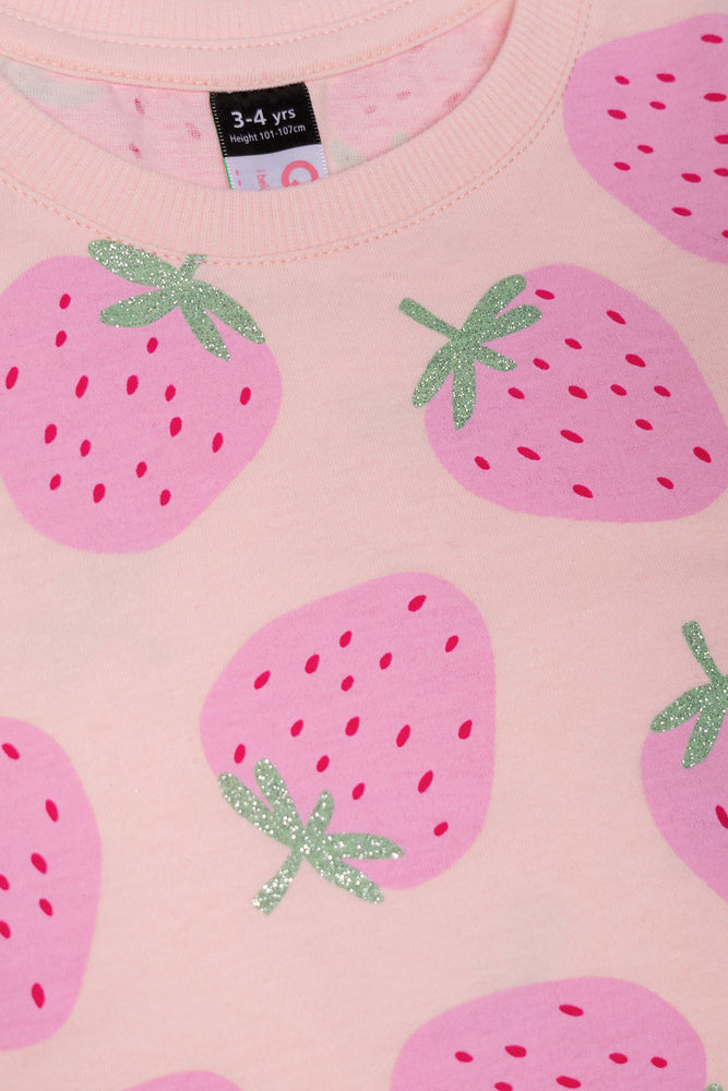 Strawberry Short Sleeve T-Shirt Peach Multi