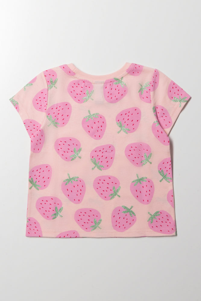 Strawberry Short Sleeve T-Shirt Peach Multi (2)