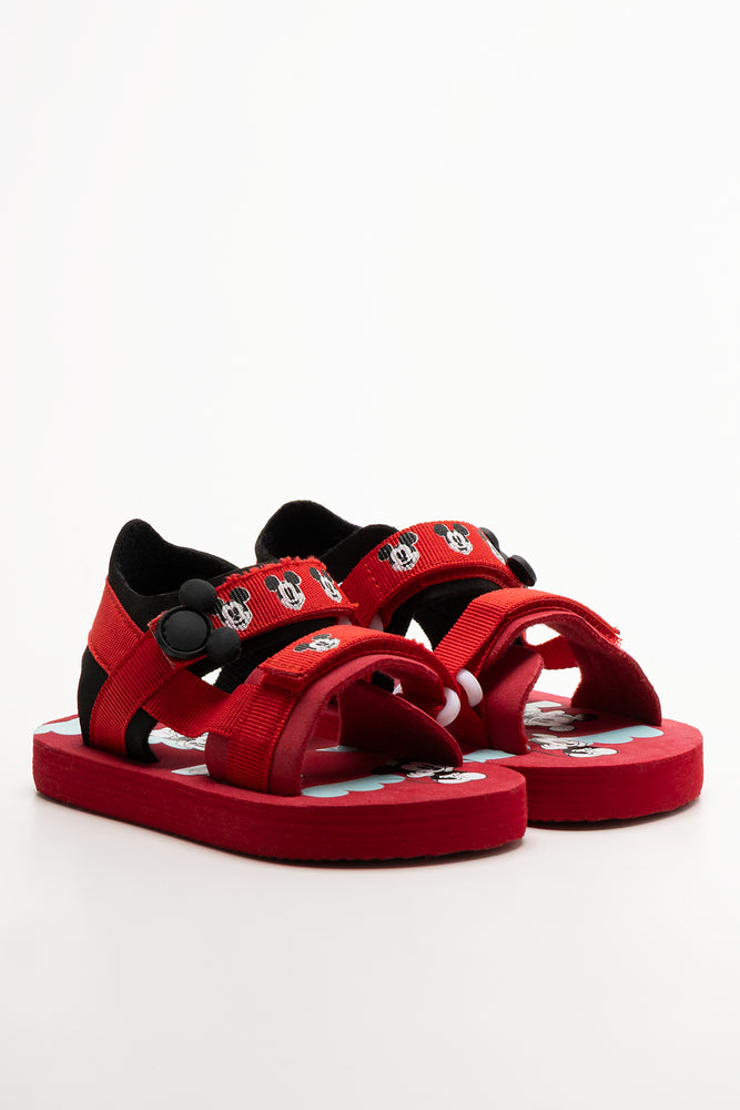 Mickey Mouse Double Velcro Strap Sandals Red