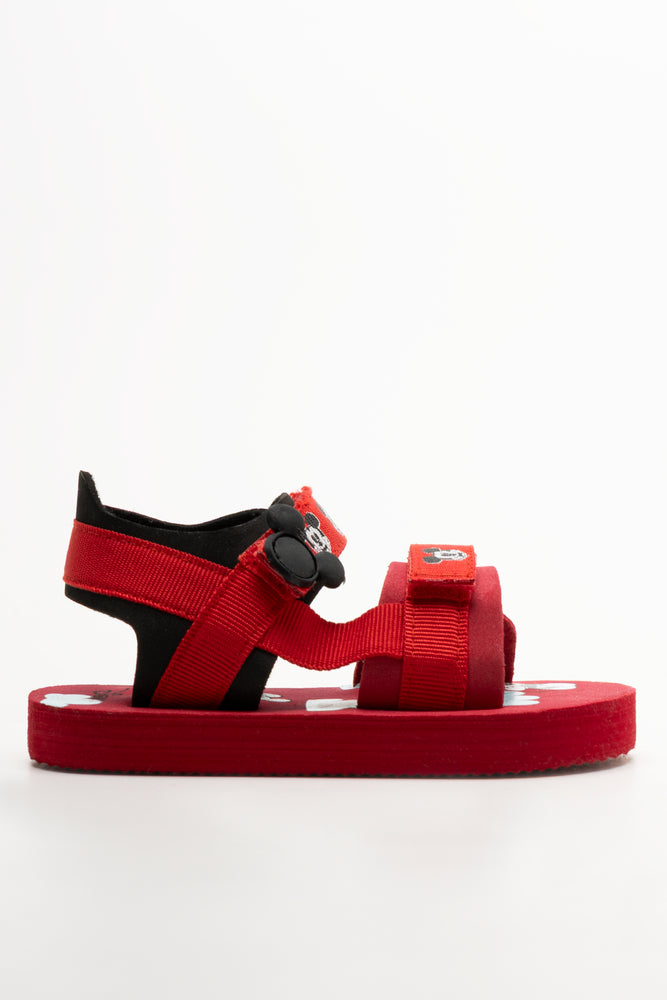 Mickey Mouse Double Velcro Strap Sandals Red