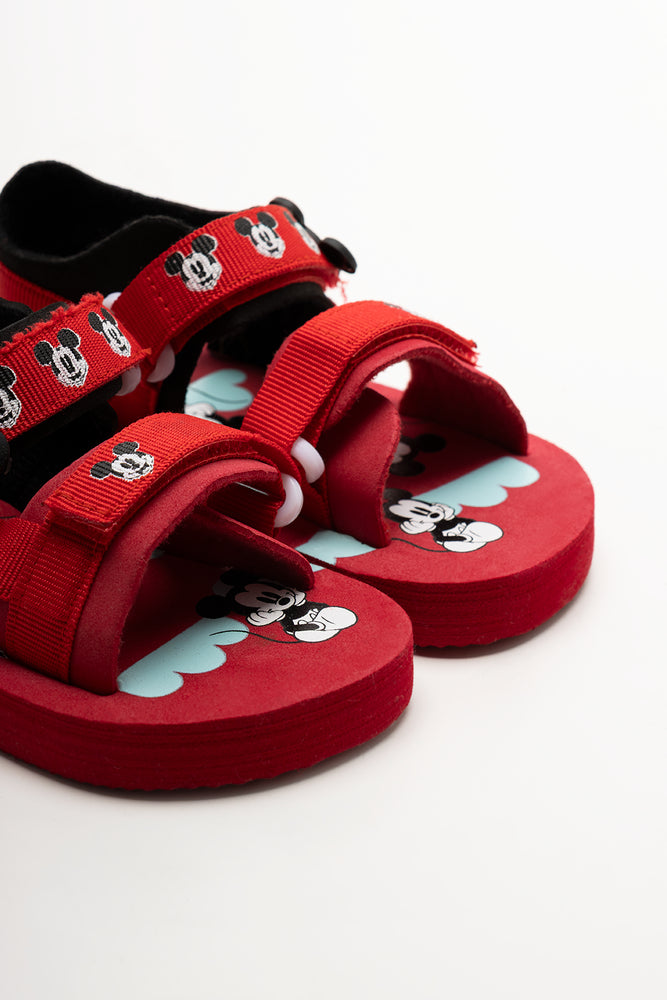 Mickey Mouse Double Velcro Strap Sandals Red (2)