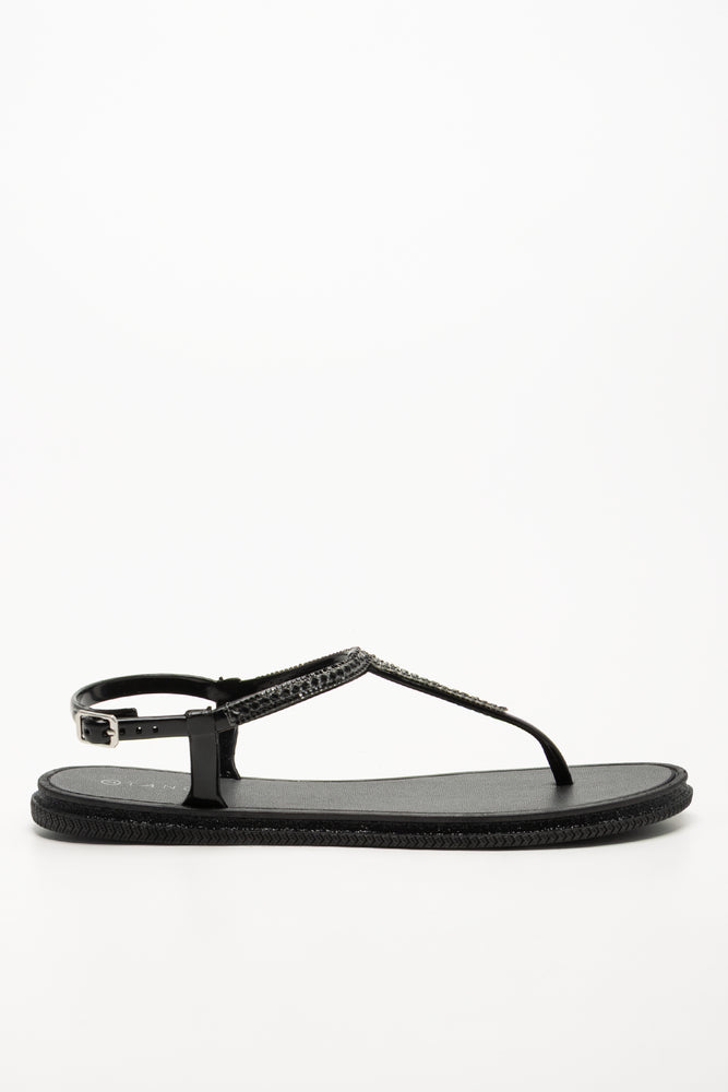 Jelly Thong Sandals Black