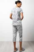 Floral Button Thru Pyjamas Grey (2)