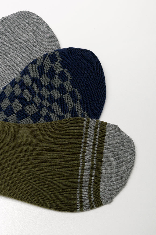 3 Pack Secret Socks Green, Navy And Grey