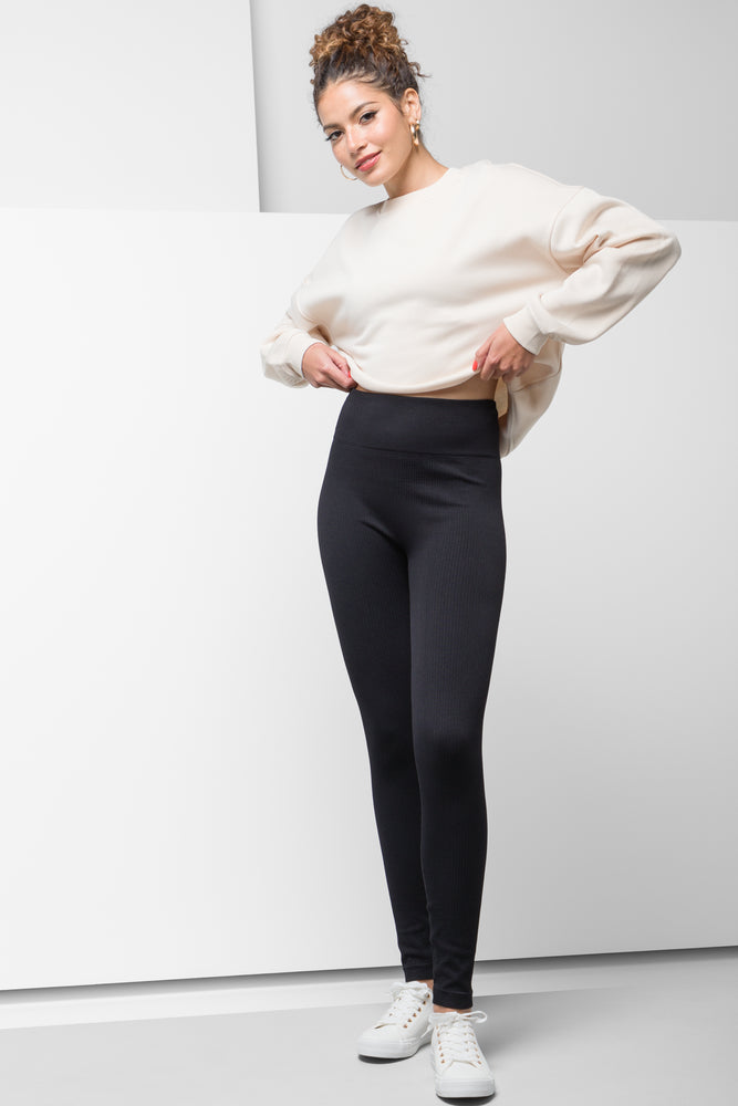 Seamless Ribbed Leggings Black