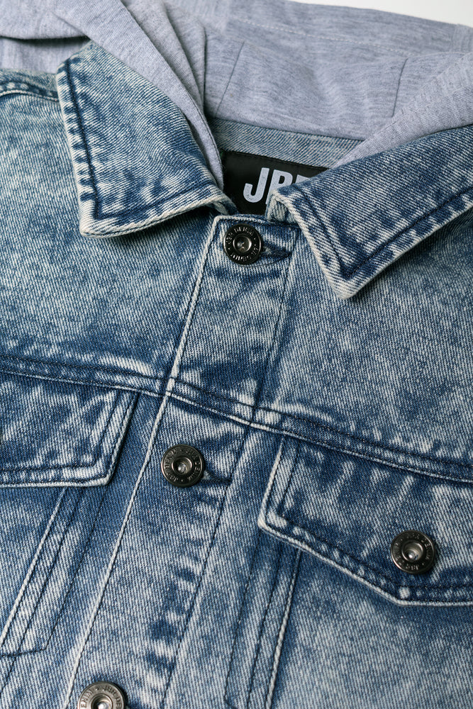 Hooded Denim Jacket Light Blue
