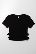Rib Top With Cut Out Detail Black