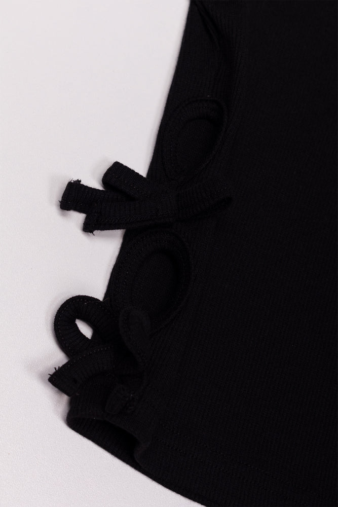 Rib Top With Cut Out Detail Black