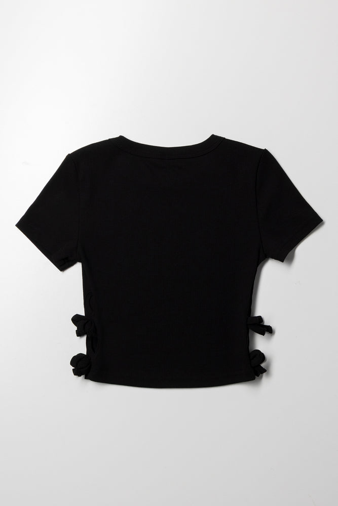 Rib Top With Cut Out Detail Black (2)