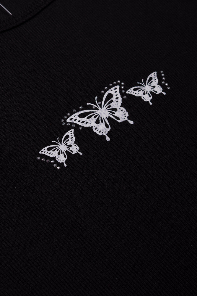 Butterfly Skater Dress Black