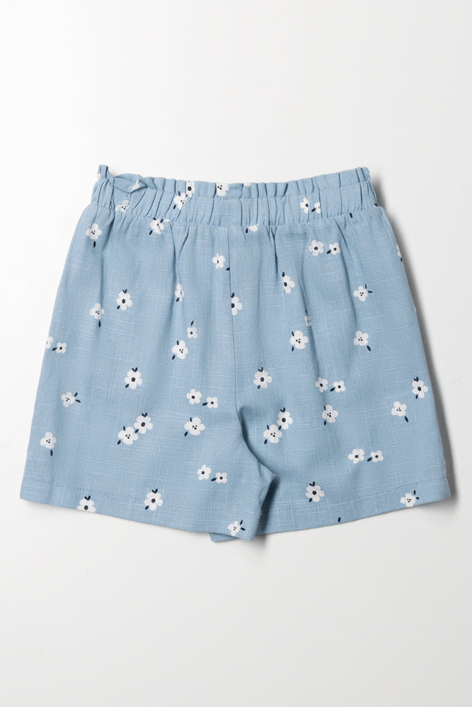 Floral Shorts Light Blue (2)