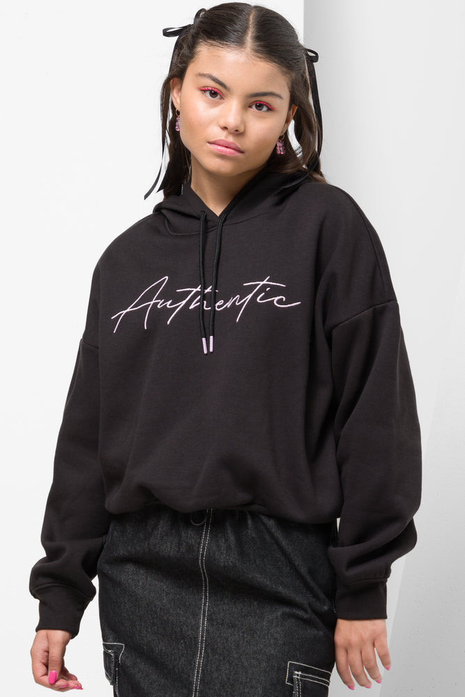 Cropped Bubble Hem Tracktop Black