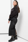 Cropped Bubble Hem Tracktop Black (1)