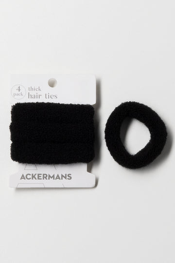 4 Pack Thick Hair Rings Black