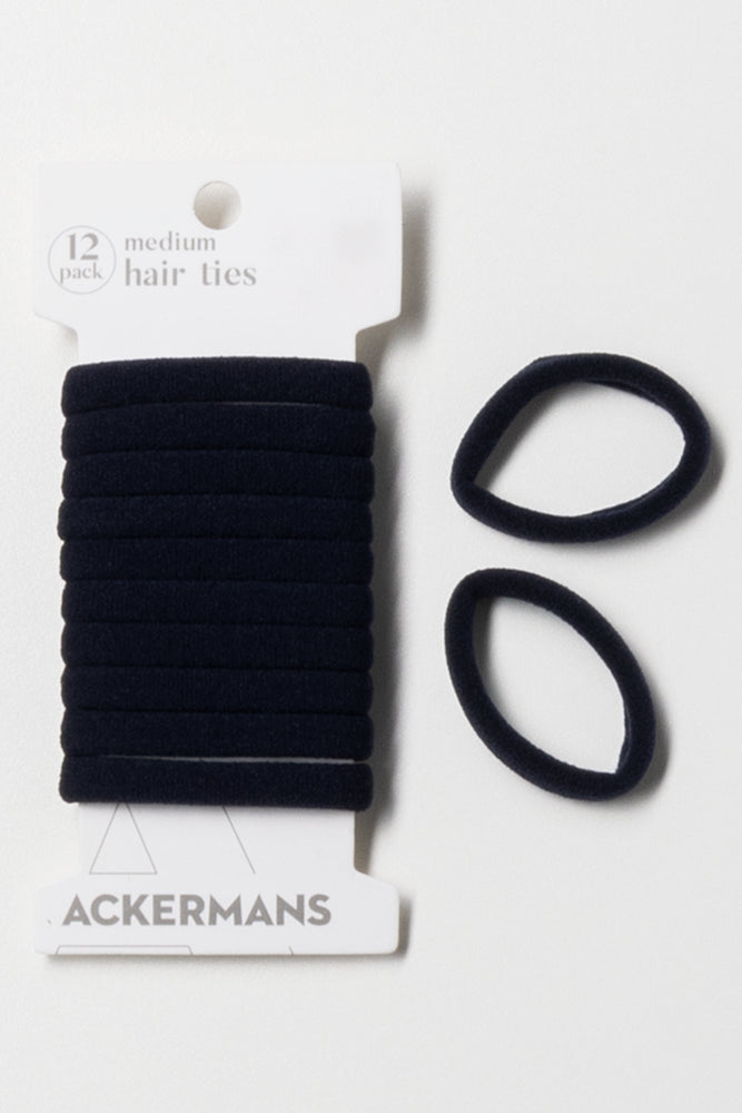 12 Pack Medium Hair Rings Navy
