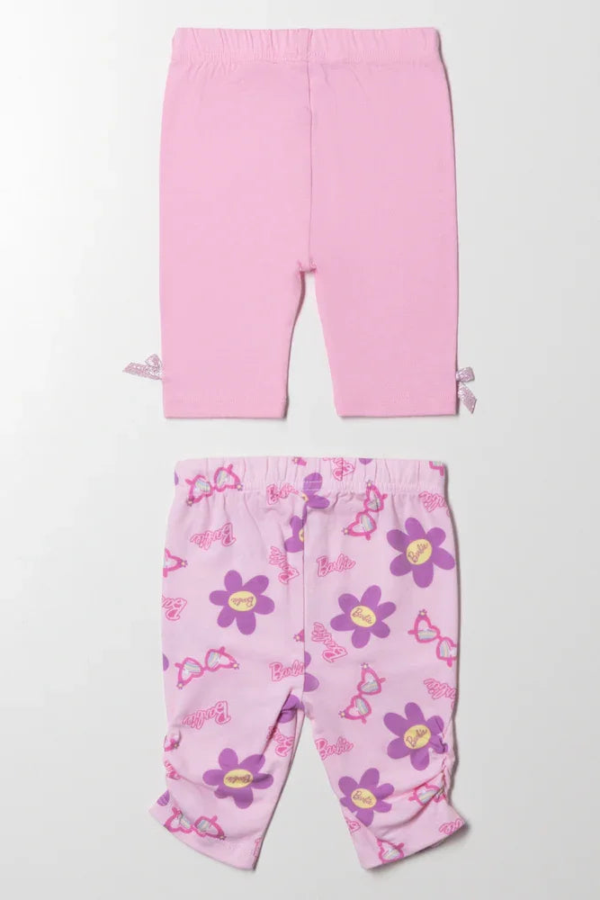 Barbie 2 Pack Leggings Pink (2)
