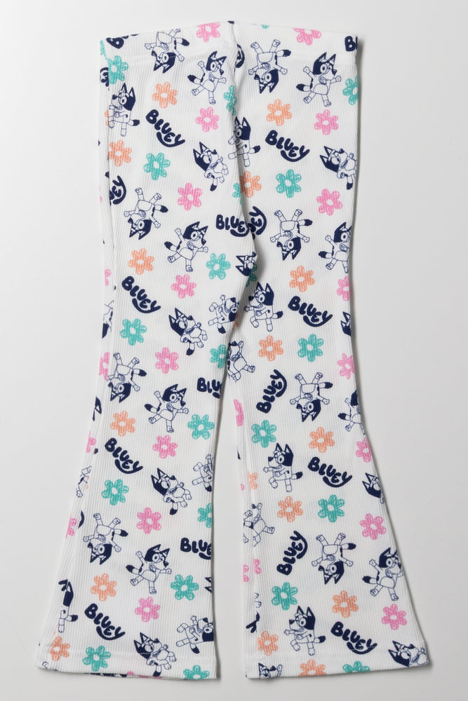 Bluey Rib Flare Leggings White (2)