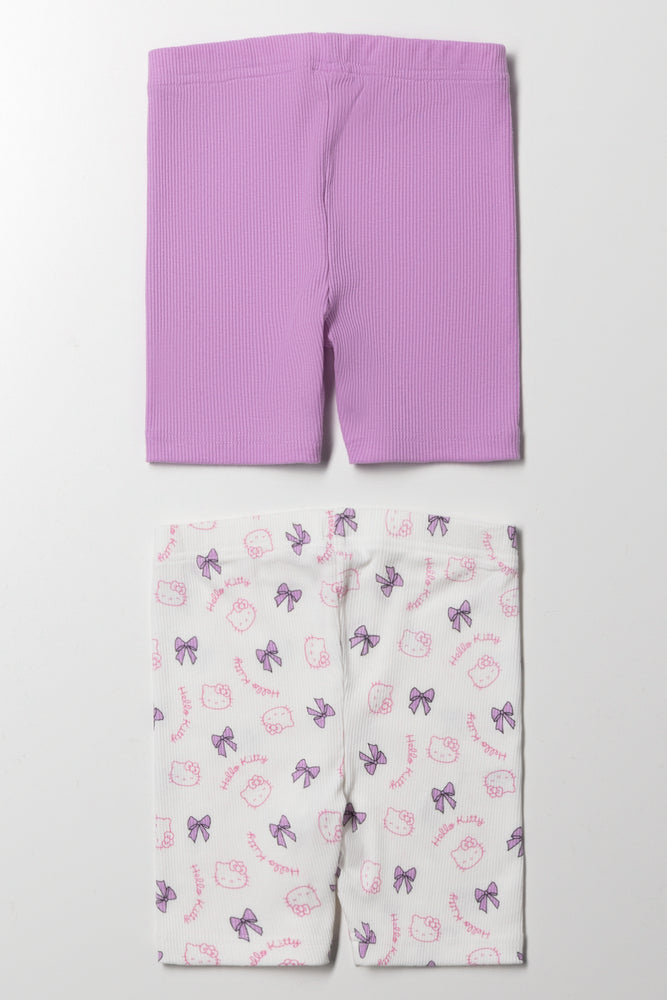 Hello Kitty 2 Pack Rib Cycling Shorts Purple And White (2)