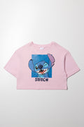 Stitch Boxy Crop Top Pink