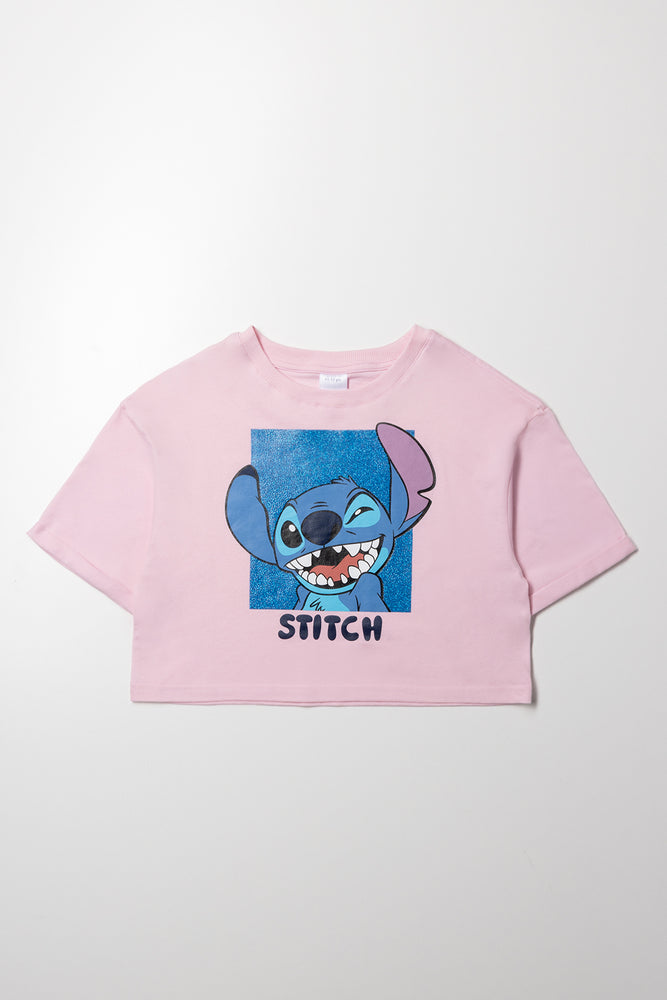 Stitch Boxy Crop Top Pink