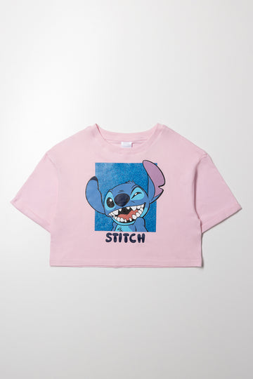 Stitch Boxy Crop Top Pink