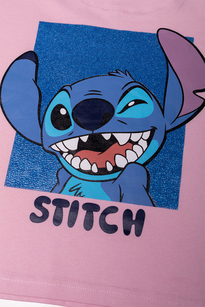 Stitch Boxy Crop Top Pink