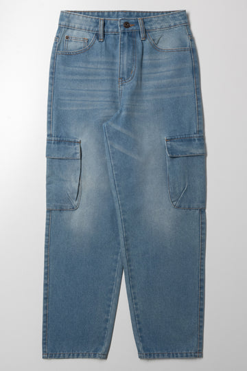Baggy Cargo Denim Jeans Blue