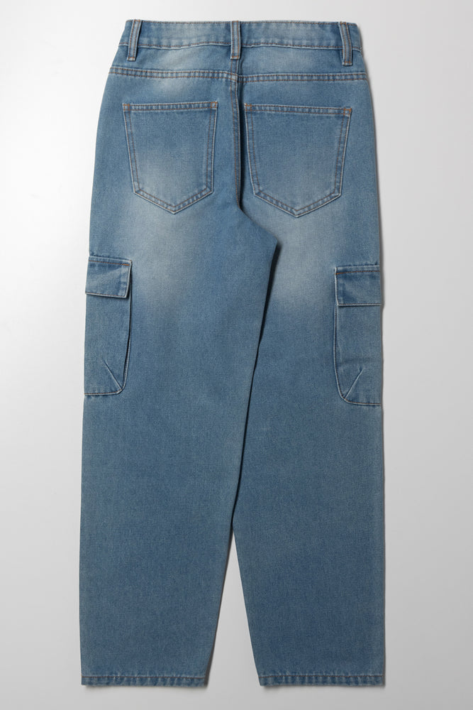 Baggy Cargo Denim Jeans Blue (2)