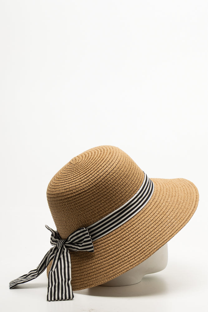 Striped Narrow Brim Hat Natural