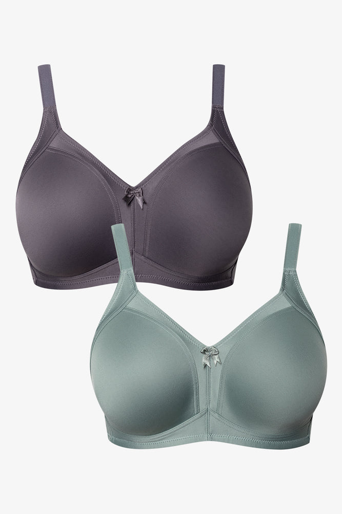 2 Pack Smooth Non Padded Wirefree Bra Grey And Green