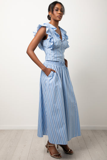 Stripe A-Line Skirt Light Blue