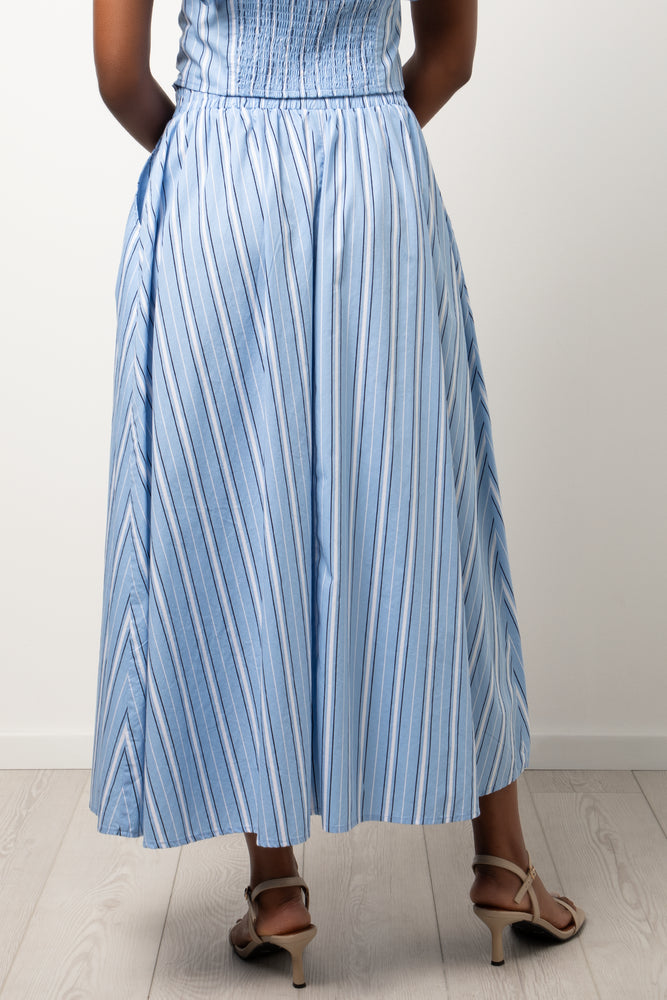 Stripe A-Line Skirt Light Blue (1)