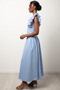 Stripe A-Line Skirt Light Blue (2)
