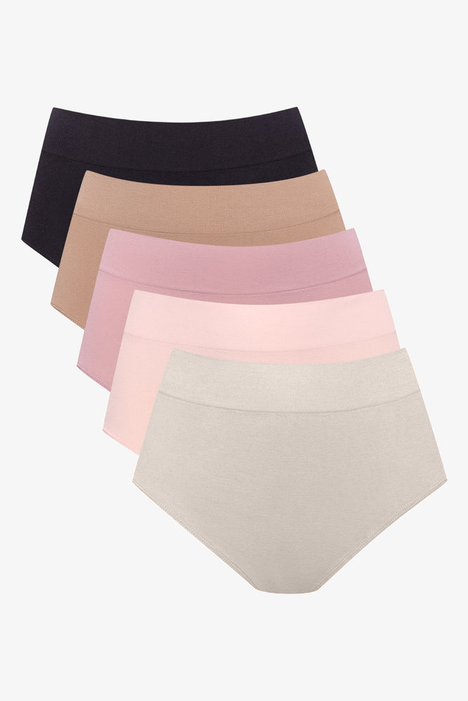 5 Pack Seamfree Briefs Pink, Natural And Black