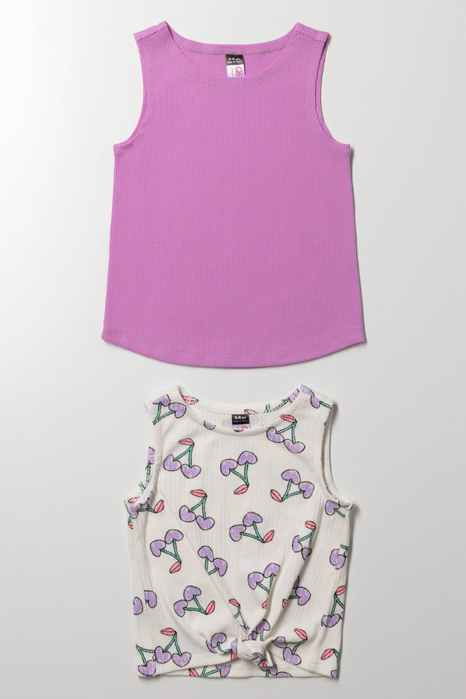 2 Pack Vests Purple And Cream