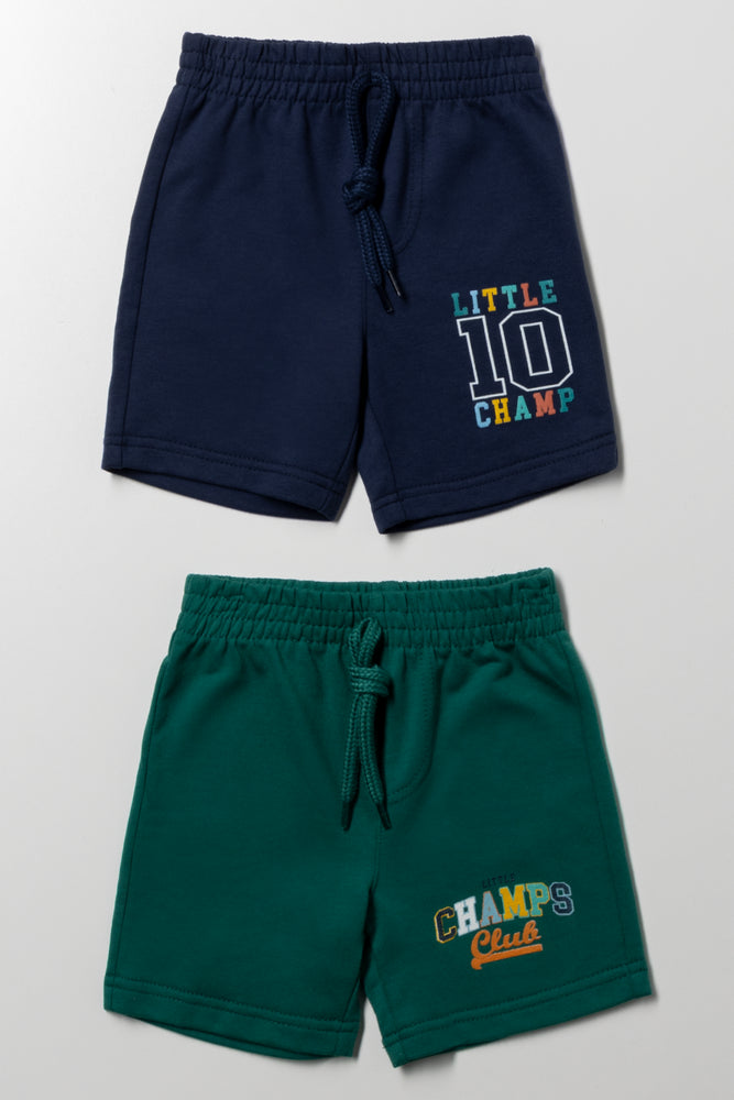 2 Pack Champ Shorts Navy And Green