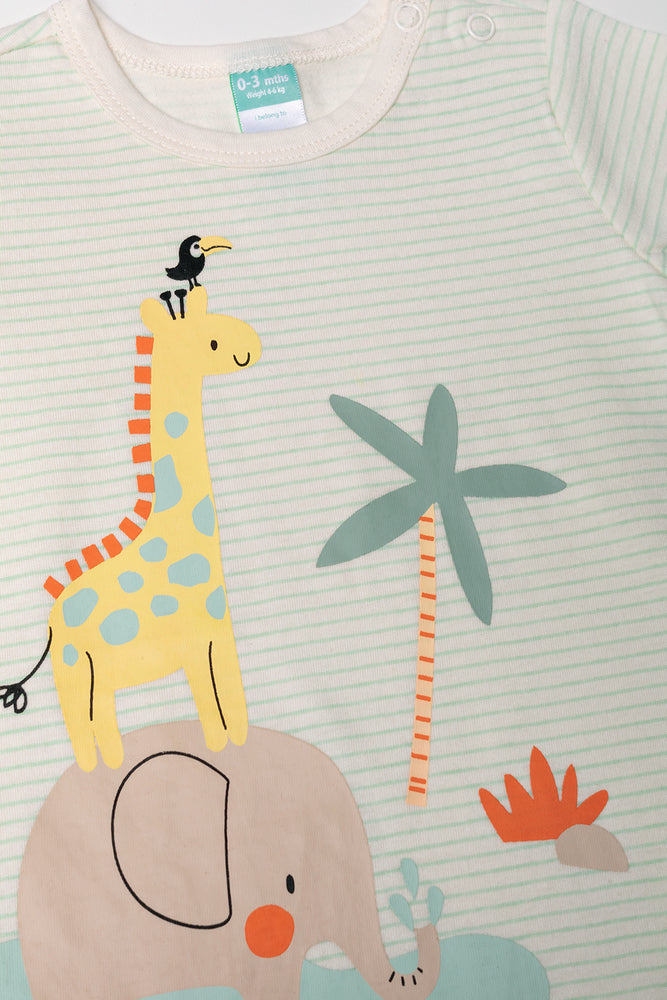 Safari Stripe Romper Green