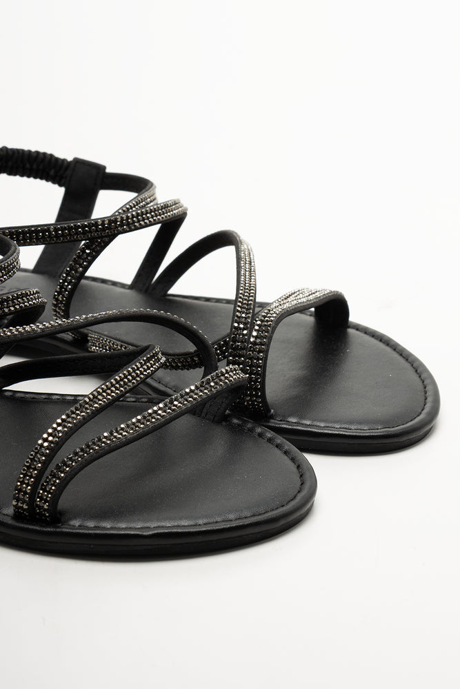 Diamante Strappy Sandal Black (2)