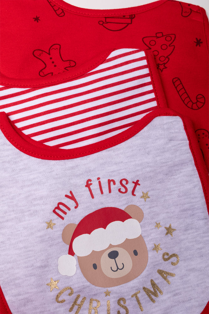 3 Pack Christmas Bibs Red