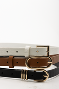 3 Pack Croc Belt Set White, Tan And Black (1)