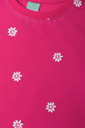 Flower Puff Sleeve T-Shirt Pink (1)