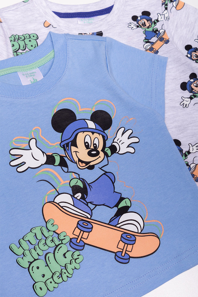 Mickey Mouse 2 Pack T-Shirts Grey And Blue