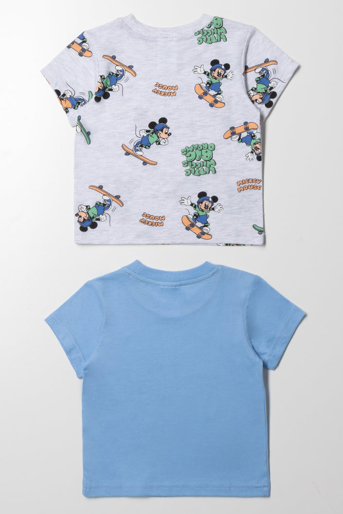 Mickey Mouse 2 Pack T-Shirts Grey And Blue (2)