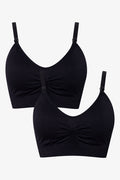 2 Pack Seamfree Lace Trim Padded Nursing Bras Black