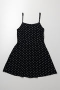 Polka Dot Strappy Dress Black